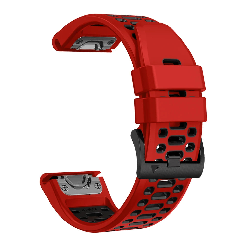 Sport Two-Tone Breathable Silicone Watch Band For Garmin Fenix 7X 7 Pro 6X 6 5 5X Plus/Epix 2 47mm 51mm QuickFit 26/22mm Strap