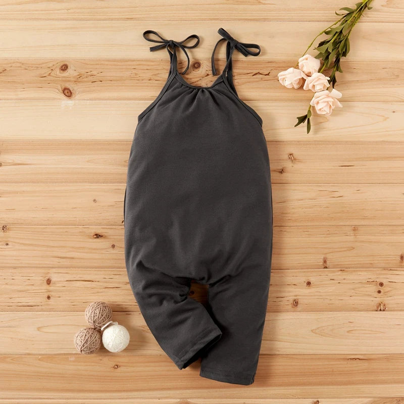 New Fashion Kids Baby Girls Strap Cotton Romper Toddler Sling Jumpsuit Harem Trousers Lace Up Sport Casual Loose Summer Clothes