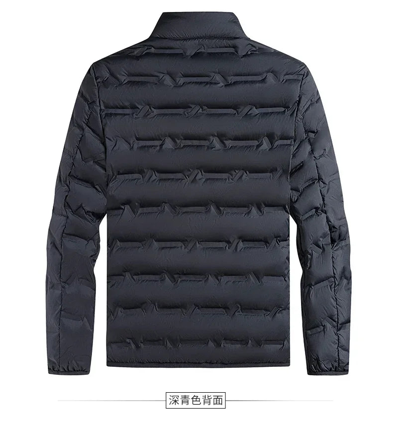 CHUJIE Winter white down jacket men's graphene self heating windproof pleated down jacket stand collar casual warm down jacket
