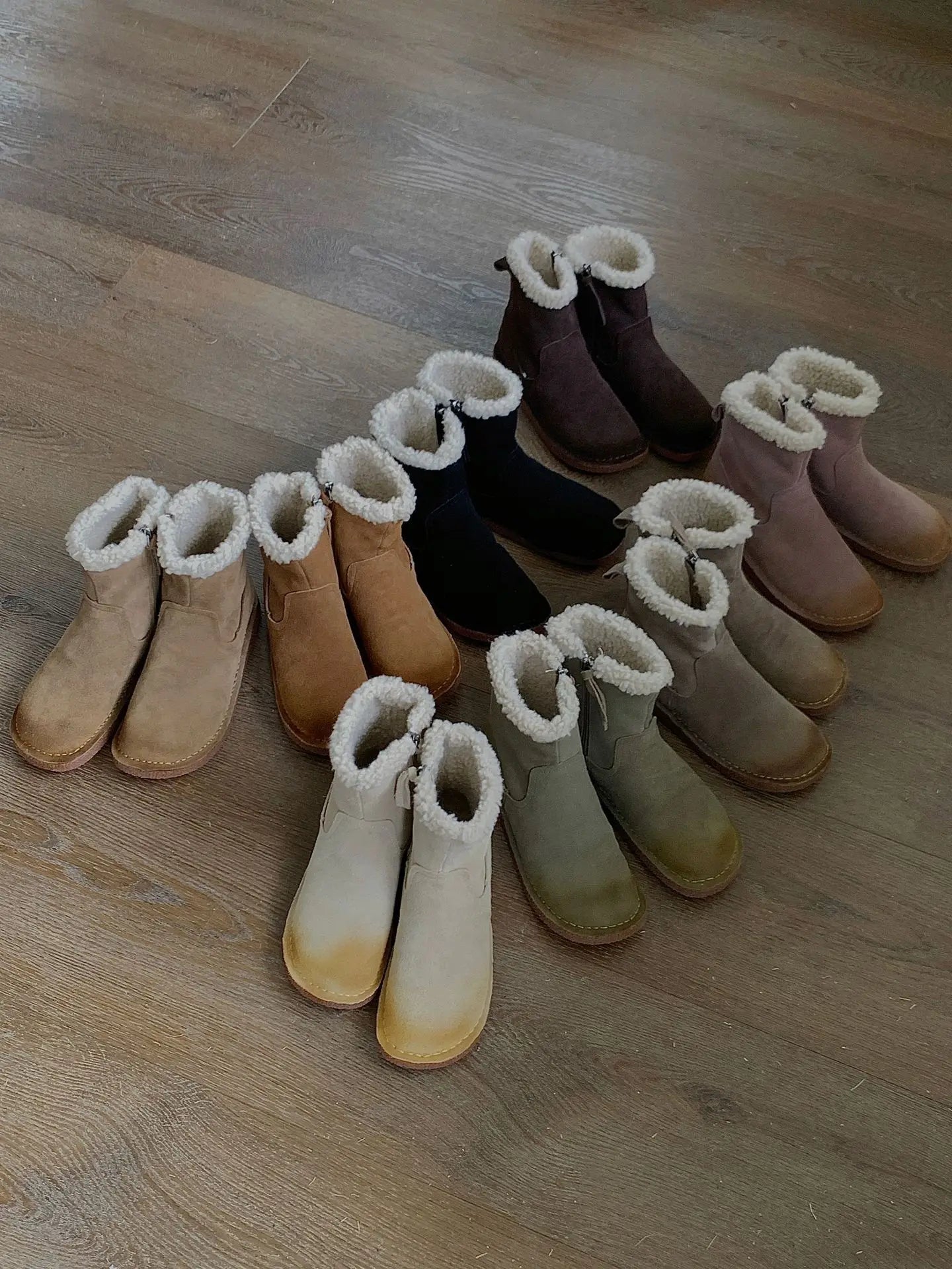 Careaymade-Genuine cow leather Snow cotton round head flats woolen short boots plush warm snow boots Oversized shoes size 35-43
