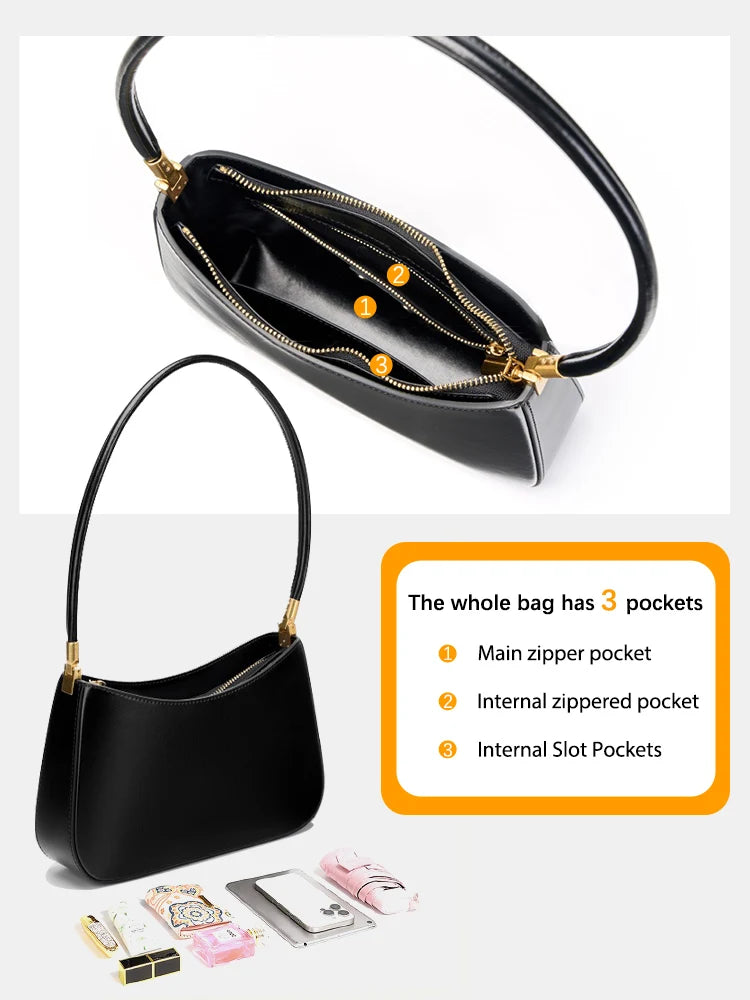 Zency French High-End Leather Underarm Bag Red Shoulder Handbag for Women Luxury Designer Sac for Lovers Wife Girlfriend