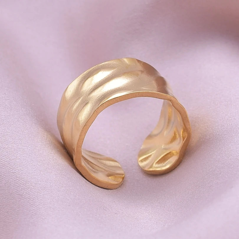 1/2/3pcs Mix Color Chunky Wide Ring Open Stainless Steel Rings For Women Men Accessories Irregular Surface Kpop Fashion Jewelry