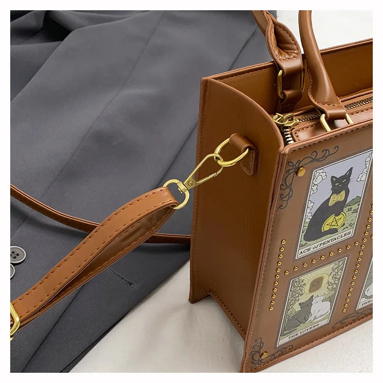Vintage and Luxury Designer Bag Popular Fashionable Tote Bag Large Capacity with Delicate Embroidery Cat Printing Bag for Women