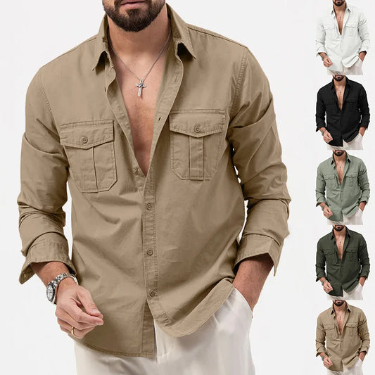 Men's Fashionable Coat - Spring/Autumn Season - Slim Fit Style - Retro Design - Casual Button-Up Coat - Long-Sleeved Outerwear