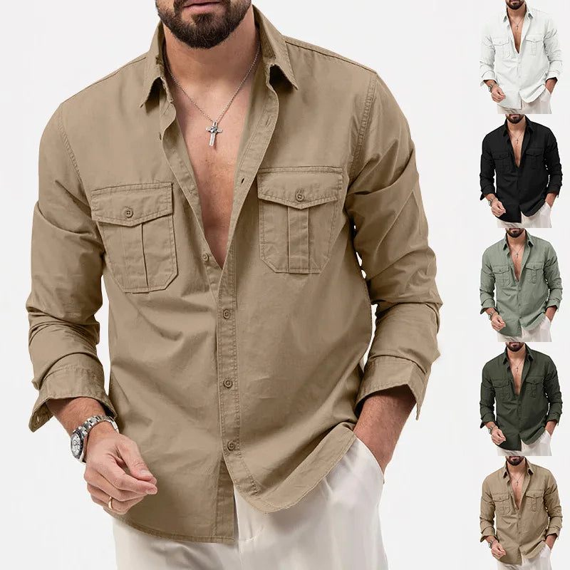 Men's Fashionable Coat - Spring/Autumn Season - Slim Fit Style - Retro Design - Casual Button-Up Coat - Long-Sleeved Outerwear