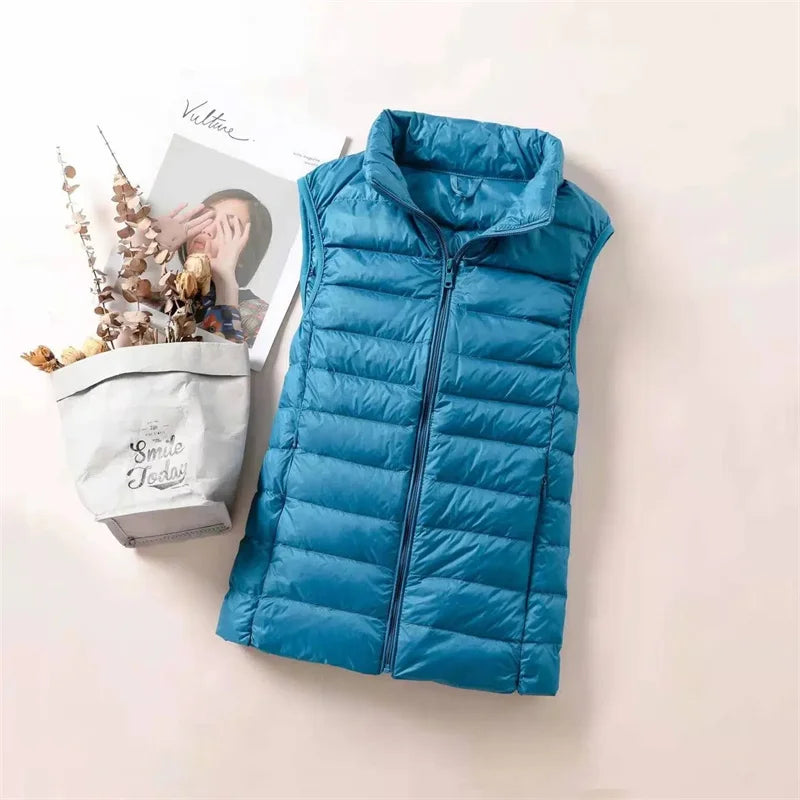 Ultralight Down Vest Women 2026 New Sleeveless Jacket Female White Duck Down Waistcoat Female Warm Puffer Jacket Outwear M-8XL