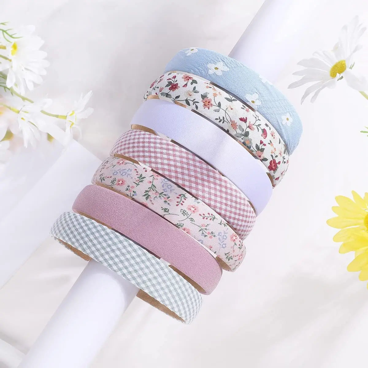 7Pcs Fashion Women Hair Band Floral Print Headbands Girls Simple Hairband Printed Hair Hoop Female Hair Accessories Headwear BAZAARHUBO