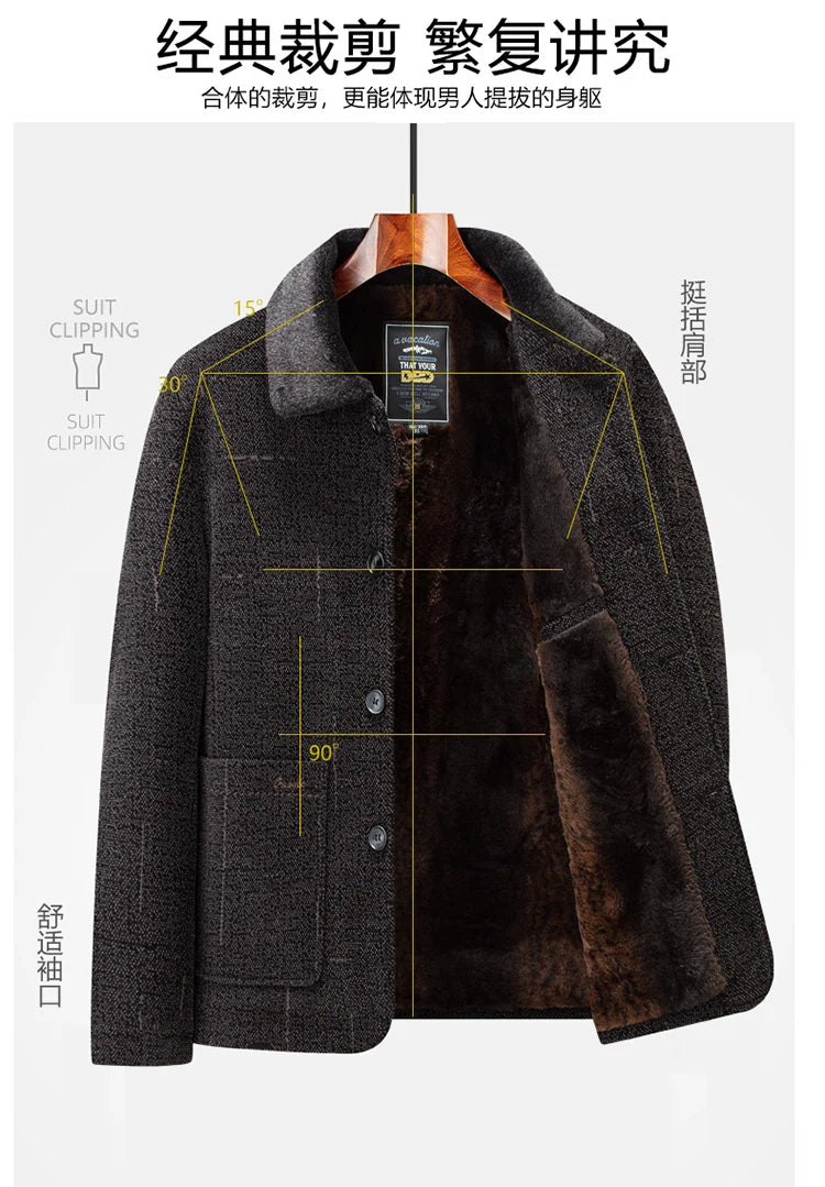2026 Men Woolen Coats Men's business Casual Trench Coat Winter Coat with wool inner Man Autumn and Winter Wool Coat for Men