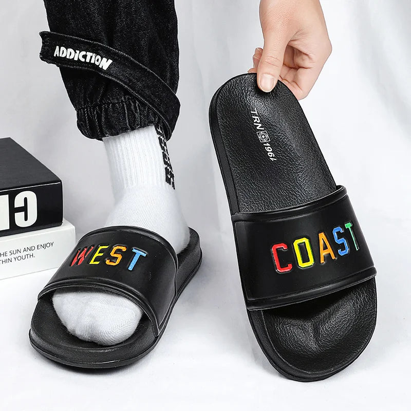 Summer Men Slippers Indoor Home Slides Bathroom Shoes Outdoor Garden Shoes Massage Clogs Male Beach Slippers Flip-Flops Mules 48