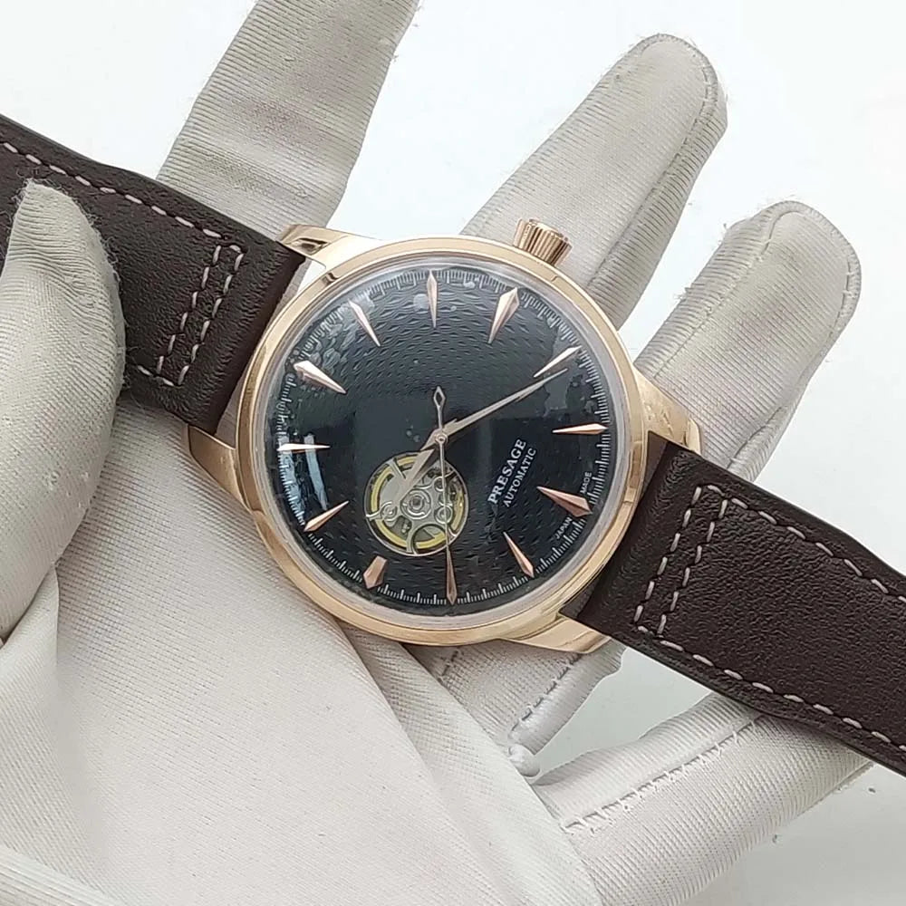 Men's Fashion Mechanical Watch NH38 Skeleton Dial Design Vintage Round Case Transparent Cover Men's Watch
