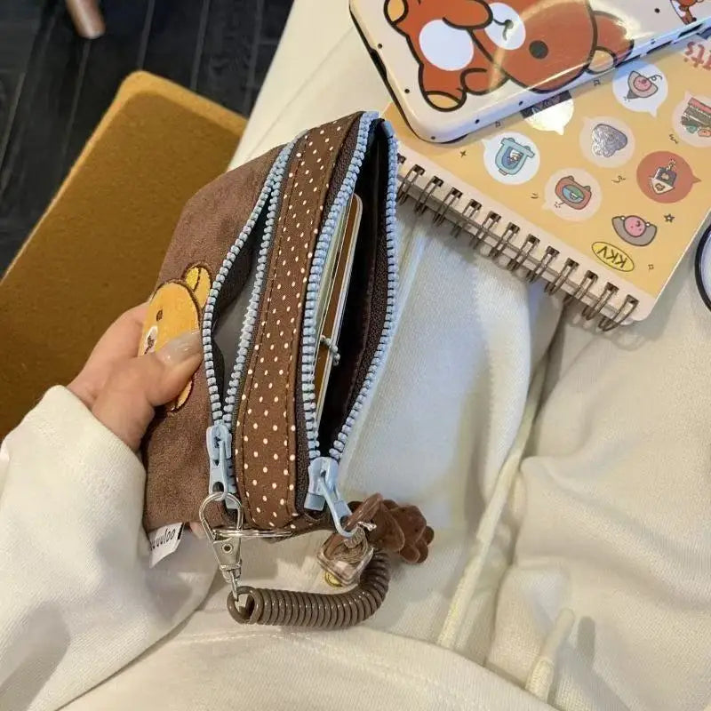 New Original Embroidered Bear Passport Bag Versatile Large-capacity Document Storage Bag Portable Travel Coin Purse Cute Gift