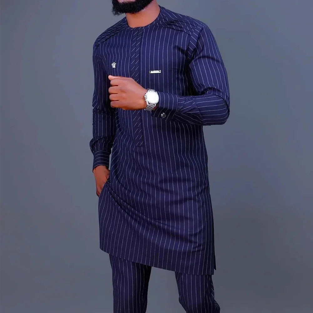 Kaftan Men's Suit African Ethnic Style Long Sleeve Embroidered Suit Men's Traditional Clothing 2-piece Suit