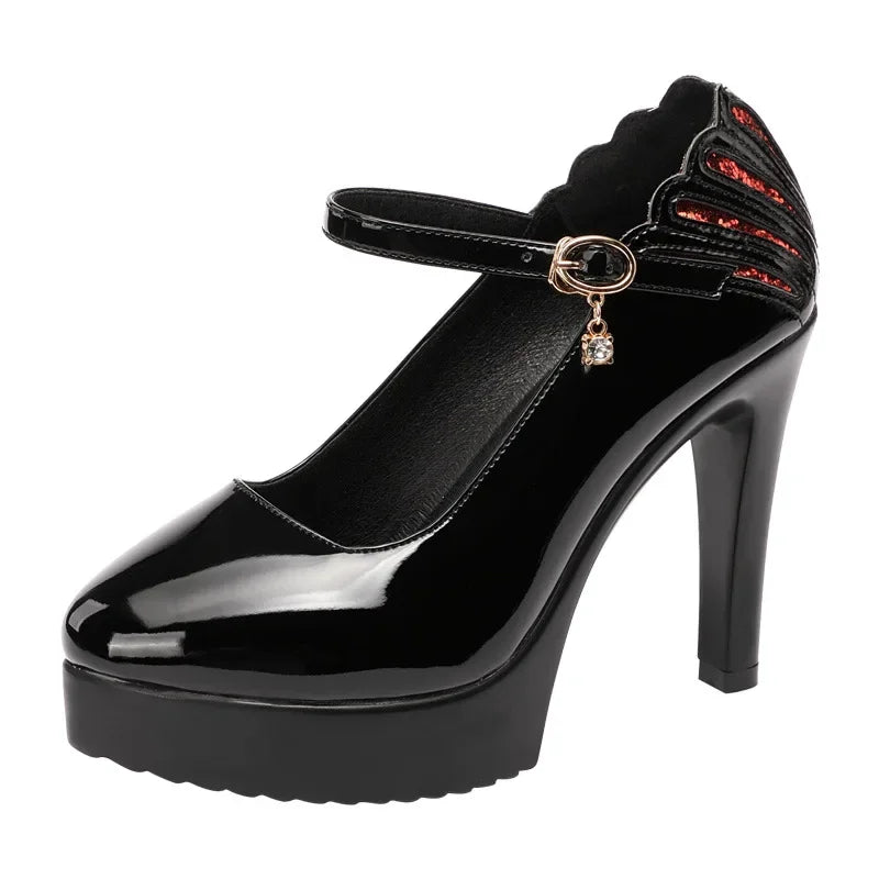 11cm Small Size 32-43 White Wedding Shoes Patent Leather Platform Pumps 2026 Formal Thin High Heels Shoes Model Office Party