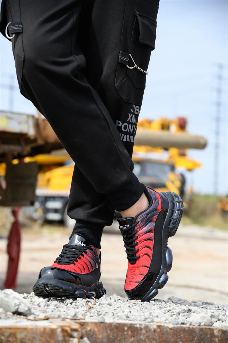 Air Cushion Steel Toe Work Safety Shoes Men Women Non Slip Sneakers Anti-Smash Puncture Proof Security Breathable Shoes Unisex