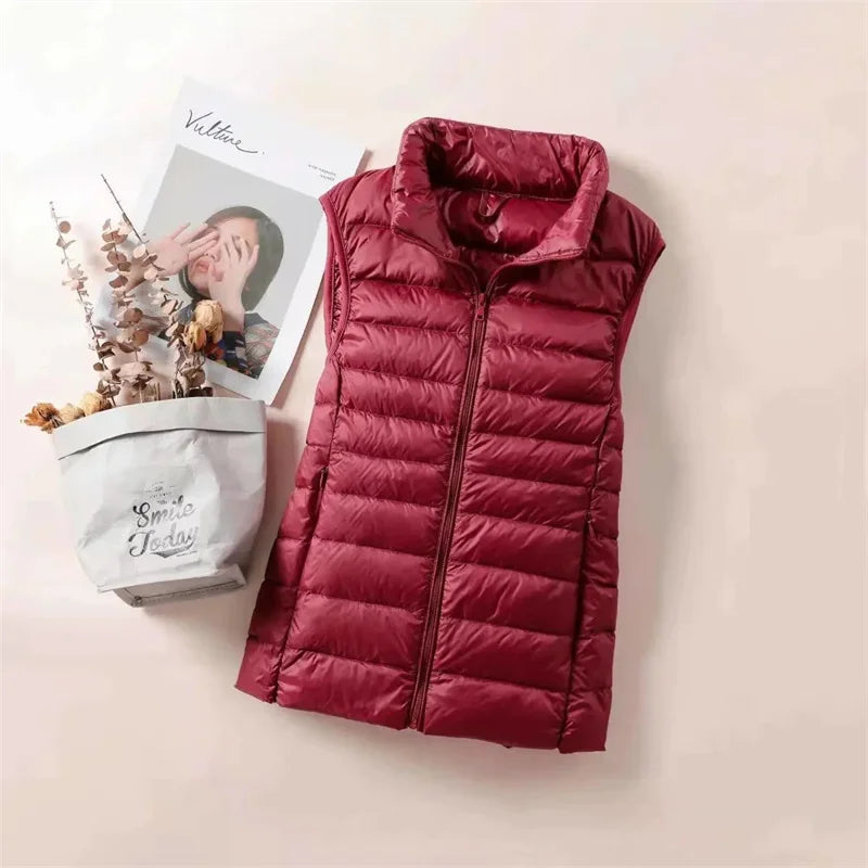 Ultralight Down Vest Women 2026 New Sleeveless Jacket Female White Duck Down Waistcoat Female Warm Puffer Jacket Outwear M-8XL