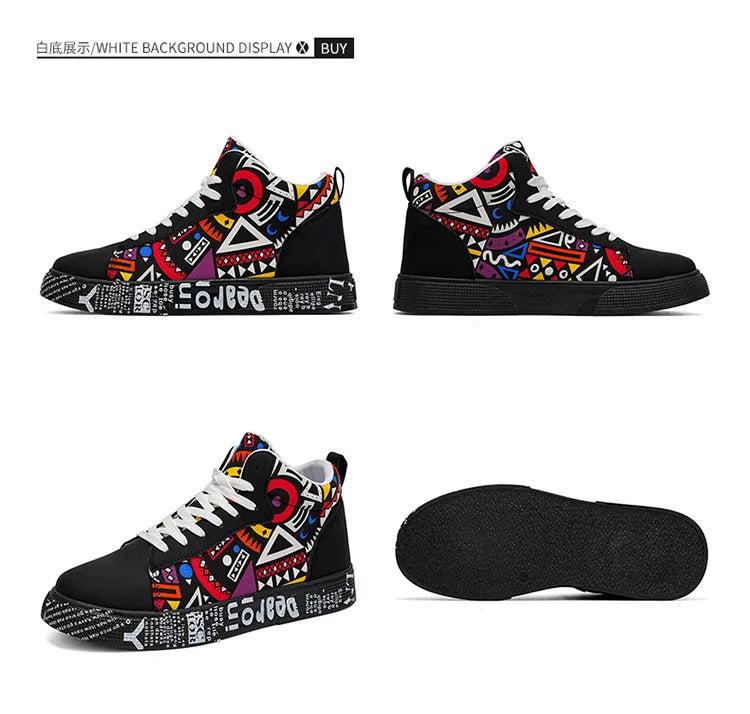 Mens Casual Sport Shoes 2026 Autumn Fashion Comfort Non Slip Casual Sneakers Platform Outdoor Running Shoes Graffiti Board Shoes