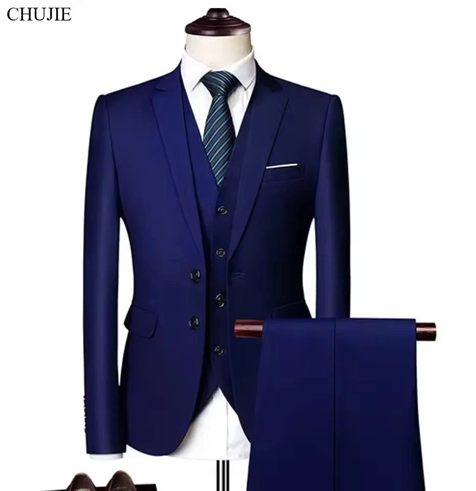 Elegant Suits For Men Wedding 3 Pieces 2 Set  Fashion Classic Full Jackets Vest Pants Blazers Outfit 2024 Formal Costume