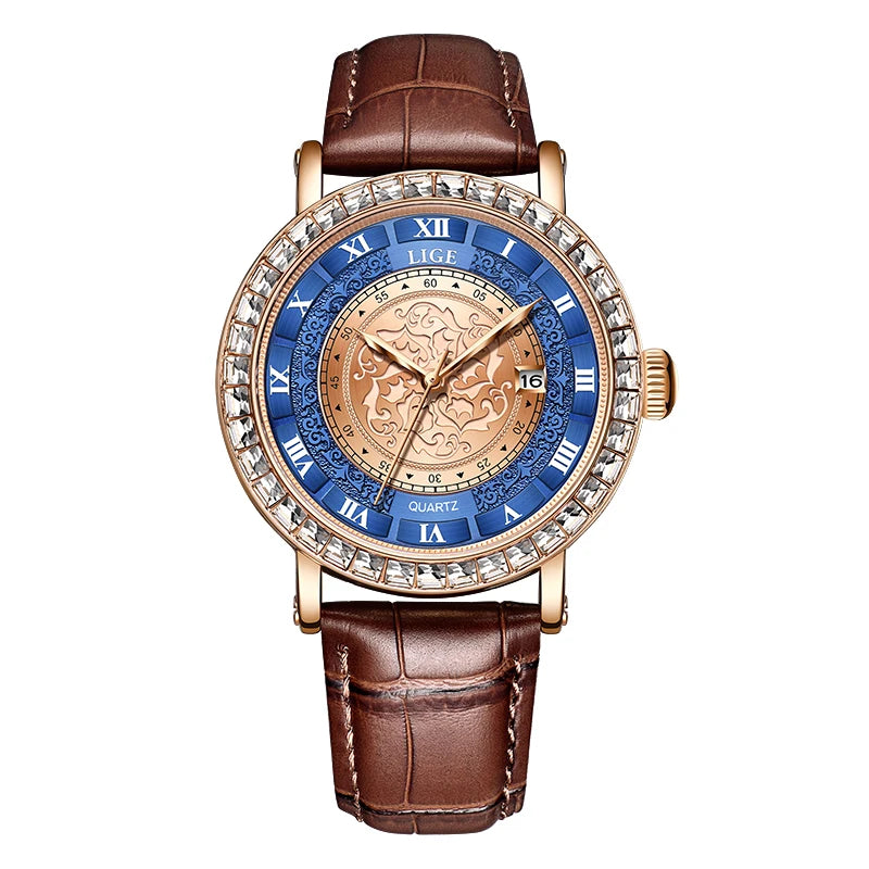 LIGE Top Brand Classic Men's Watches Roman Scale Dial Luxury Wrist Watch for Man Original Quartz Waterproof Luminous Male reloj