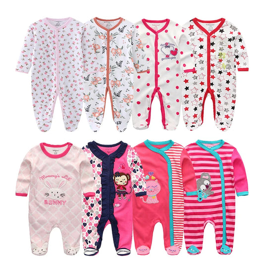 Cartoon Cute 1 Piece Baby Girl Romper 100%Cotton Soft Newborn Onesies Long Sleeves Infant Outfits