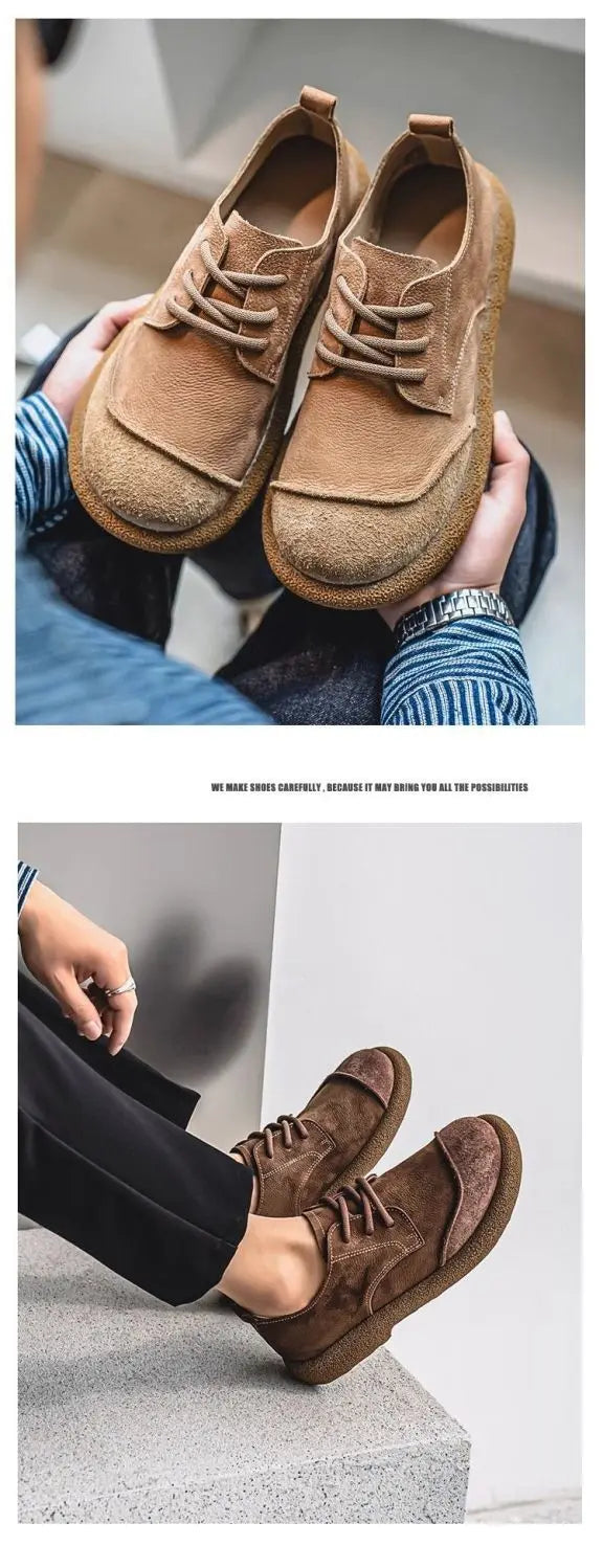 2025 men's shoes autumn new casual shoes wide toe retro low top lace up trend versatile men's shoes