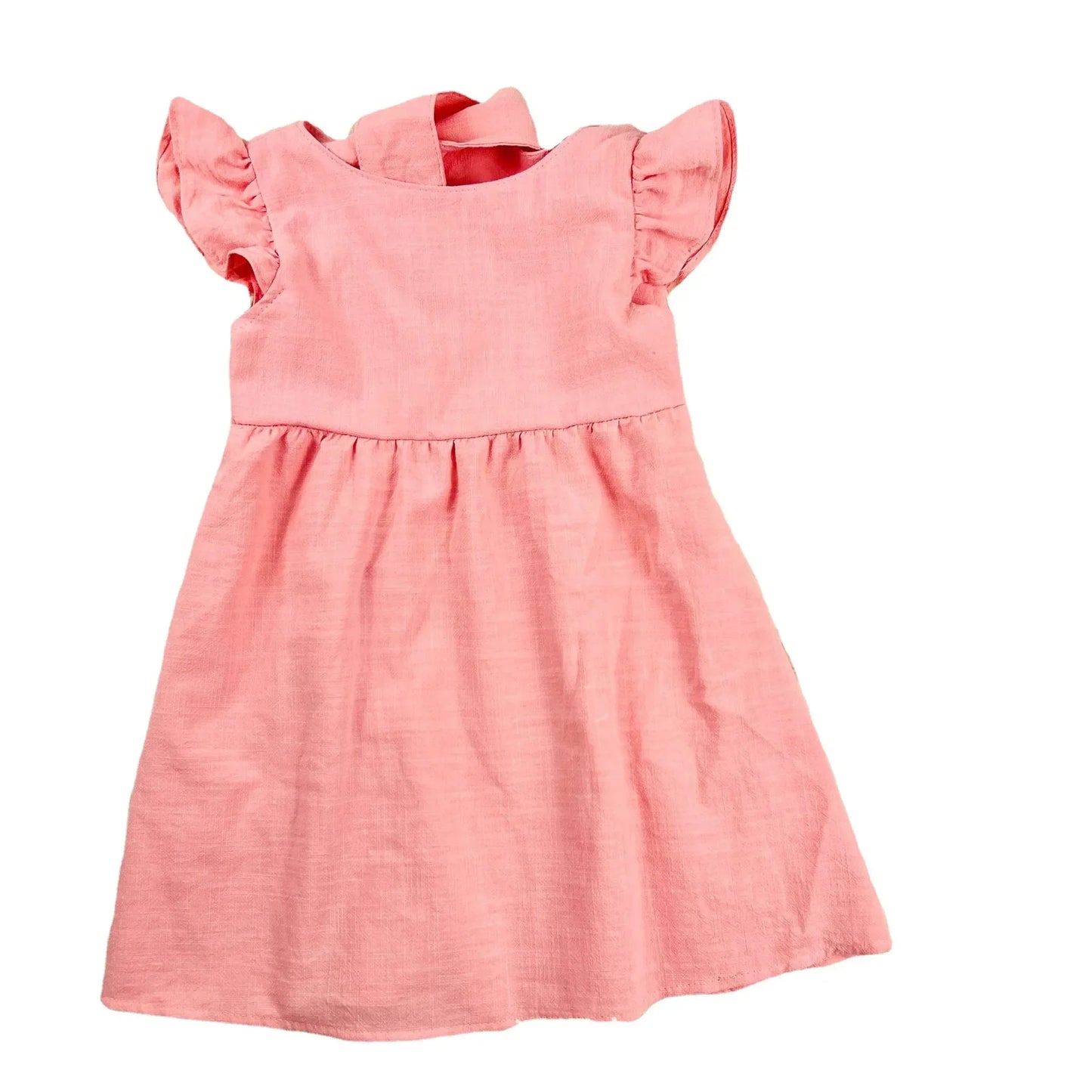 0-5Yrs Children Girls Ruffles Dress Casual Sleeveless Dress Summer Kids Girls Back Bow Clothing Outfits