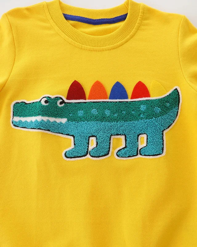 Little maven 2025 Baby Boys Sweatshirt Spring and Autumn Cotton Casual Clothes Fashion Tops for Kids Animal Crocodile Clothes