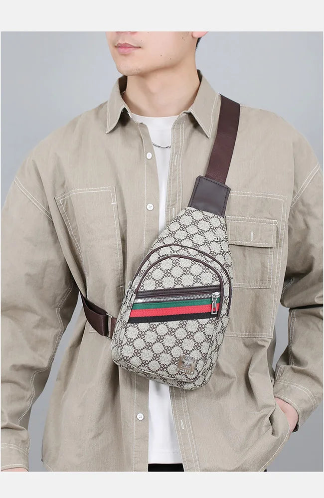 Men's Multifunction Messenger Bag Shoulder Cloth Chest Bags Crossbody Casual  Handbag with Earphone Hole