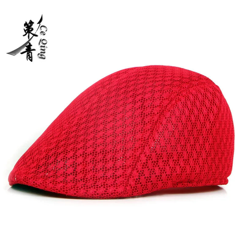Big Head 58-61cm Summer Men Newsboy Breathable Cap Mesh Cabbie Golf Driving Sun Flat Beret Hats Caps Visors BAZAARHUBO