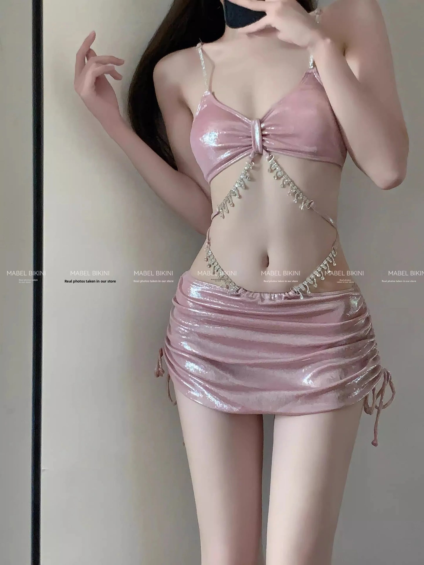 Sexy Bikini Swimsuit Women's Three-piece Set Diamond Photography Beach Vacation Hot Spring Swimming Costume 2023 New Arrival