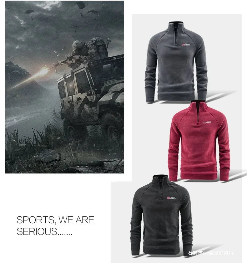 Men's Norway Style Fleece Jacket Base Shirt Half Zip Sweatshirt Inner Spring Autumn New Model Cross-Border Clothing