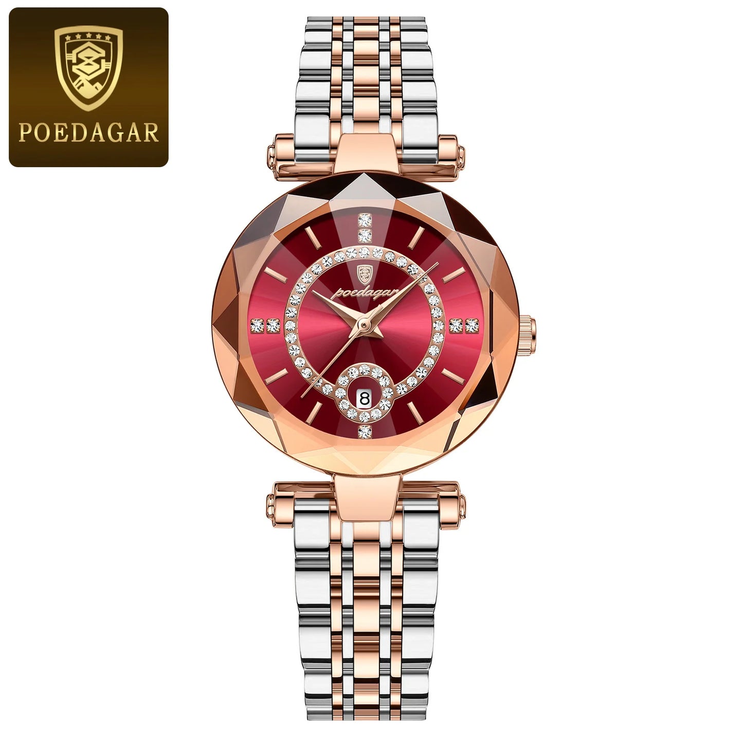 POEDAGAR Luxury Fashion Women Watches Waterproof Stainless Steel Date Diamond Ladies Watch High Quality Quartz Woman Wristwatch