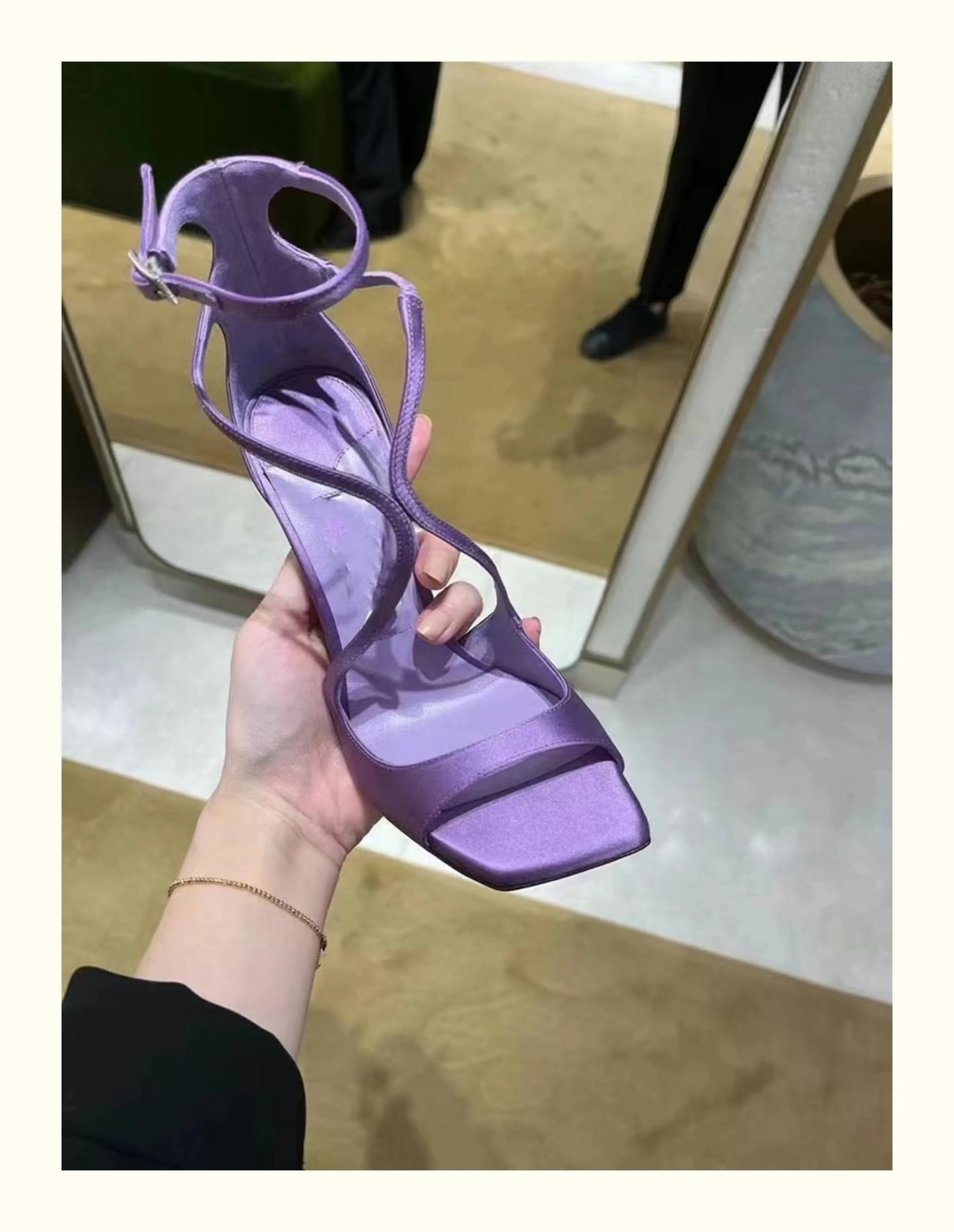 2025 European and American Women's New Square Toe Sandals Summer Nude Patent Leather Stiletto Sexy High Heels