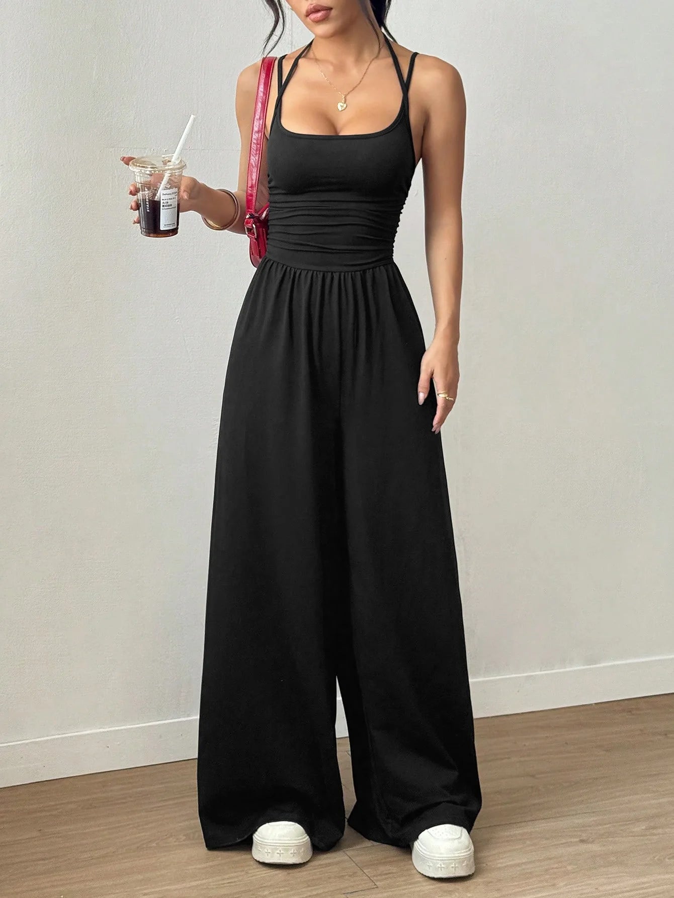 2026 Casual Jumpsuit Simple Style Jumpsuits For Woman Loose Wide Leg Trouser Women's Clothing Home Clothes Sleeveless Sling Silm