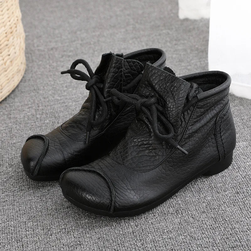Careaymade-Genuine leather women's boots Fashion retro warm Oversized shoes cow leather Pure handmade ankle boots Casual boots