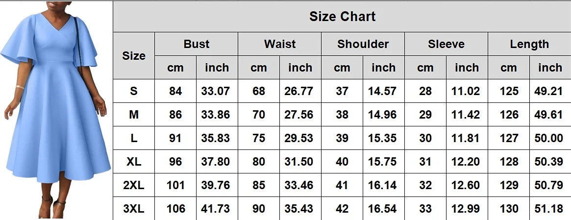 African Elegant A-line Midi Dress For Women Summer Fashion Casual Robe Femmes New Flare Sleeve Club Party Sexy Dresses Vestidos