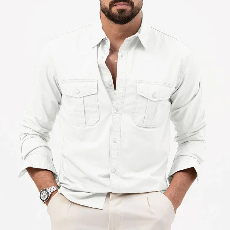 Men's Fashionable Coat - Spring/Autumn Season - Slim Fit Style - Retro Design - Casual Button-Up Coat - Long-Sleeved Outerwear