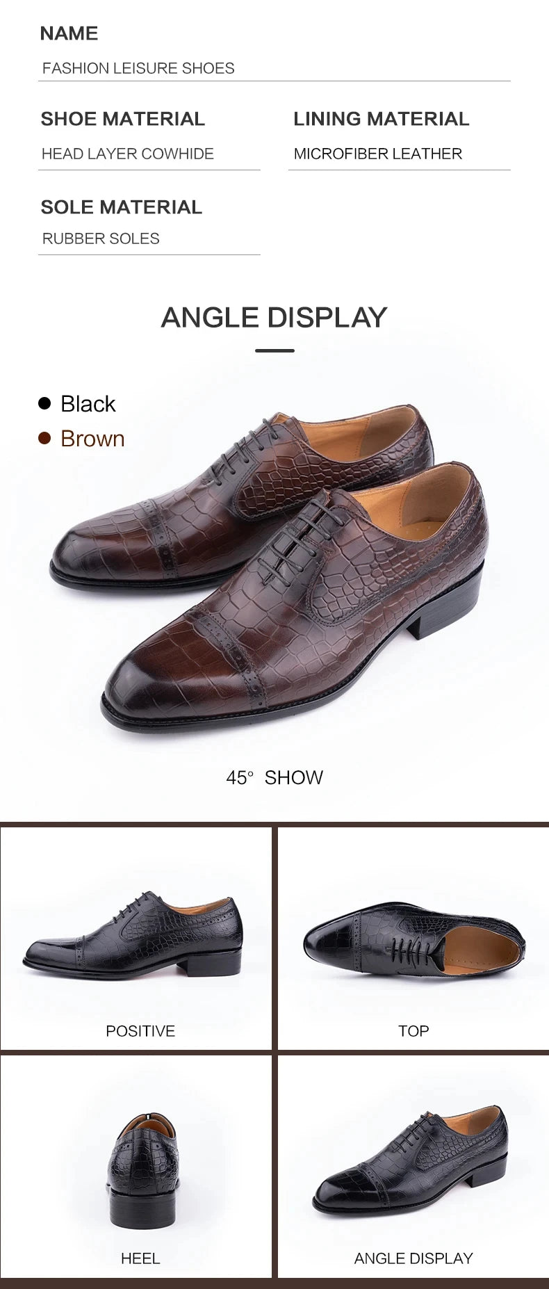 New Printing Luxury Formal Men's Shoe Genuine Leather Evening Party Office Classic Model Oxford Lace Up Formal Office Dress Shoe