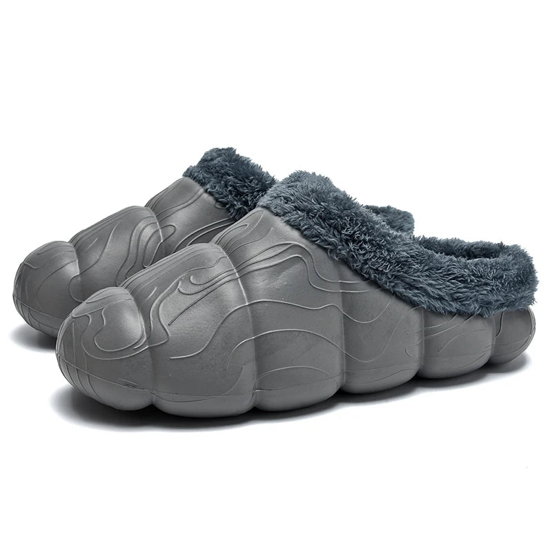 STRONGSHEN Men Women Warm Slippers EVA Slip on Shoes Walking Shoes Winter Fur Half Slipper Soft Household Sandals Zapatos Hombre