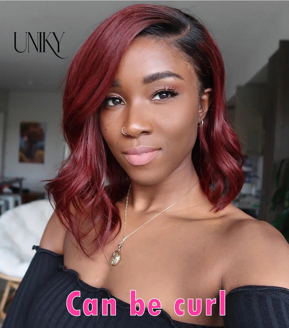 Burgundy HD Transparent Lace Front Human Hair Wigs 99J Red Straight 13x4 Lace Front Wig For Women  4x4 Lace Closure Straight wig