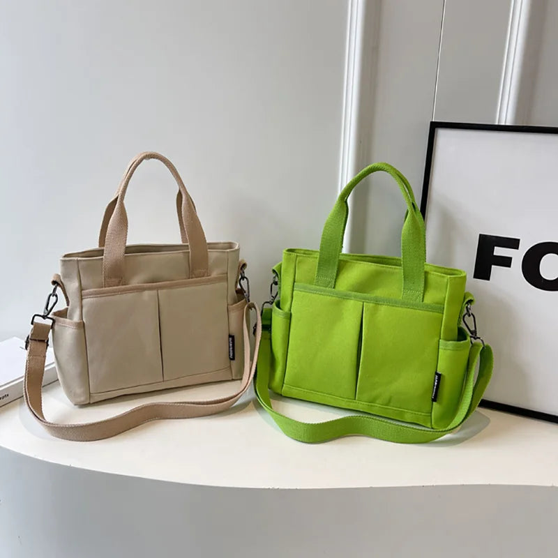 Women's Bag Multiple Pockets Shoulder Bag Large Capacity Canvas Tote Handbag For Women Daily Commuting Shopping Bag