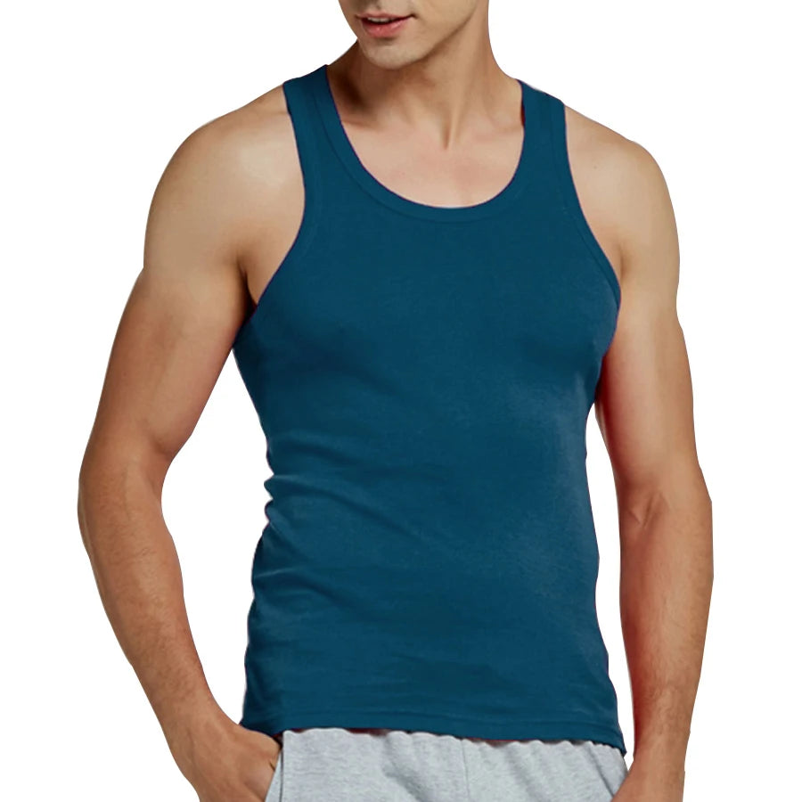 Tank Tops Men Fitness Cool Summer 100% Cotton Vest Male Sleeveless Tops Gym Slim Casual Undershirt Mens Gift 10 Colors 1PCS