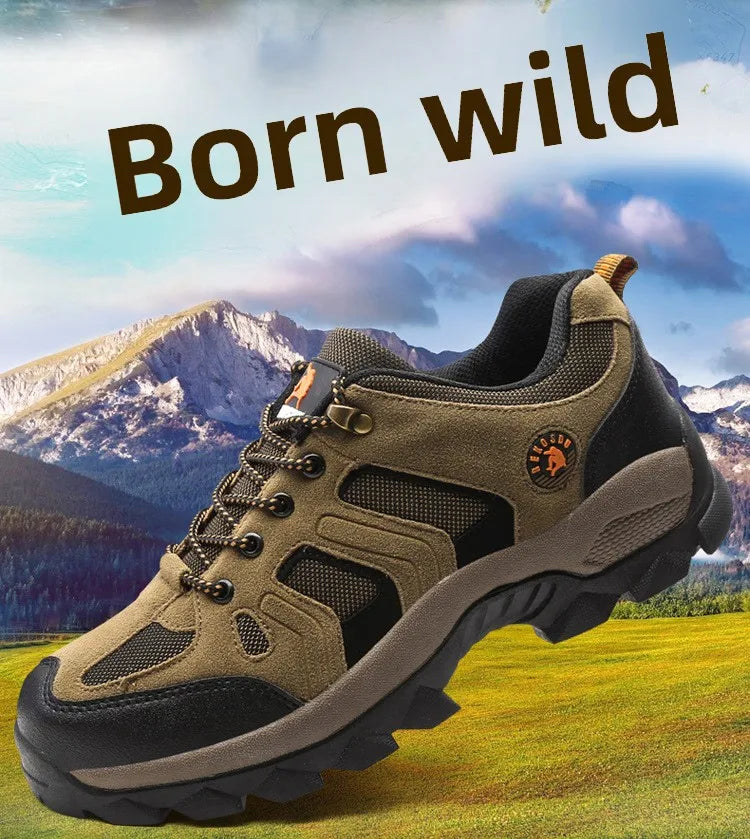 Men's Outdoor Climbing Shoes Breathable Waterproof Sports Hiking Shoes Rubber Outsole Low Cut Lace up Casual Shoes