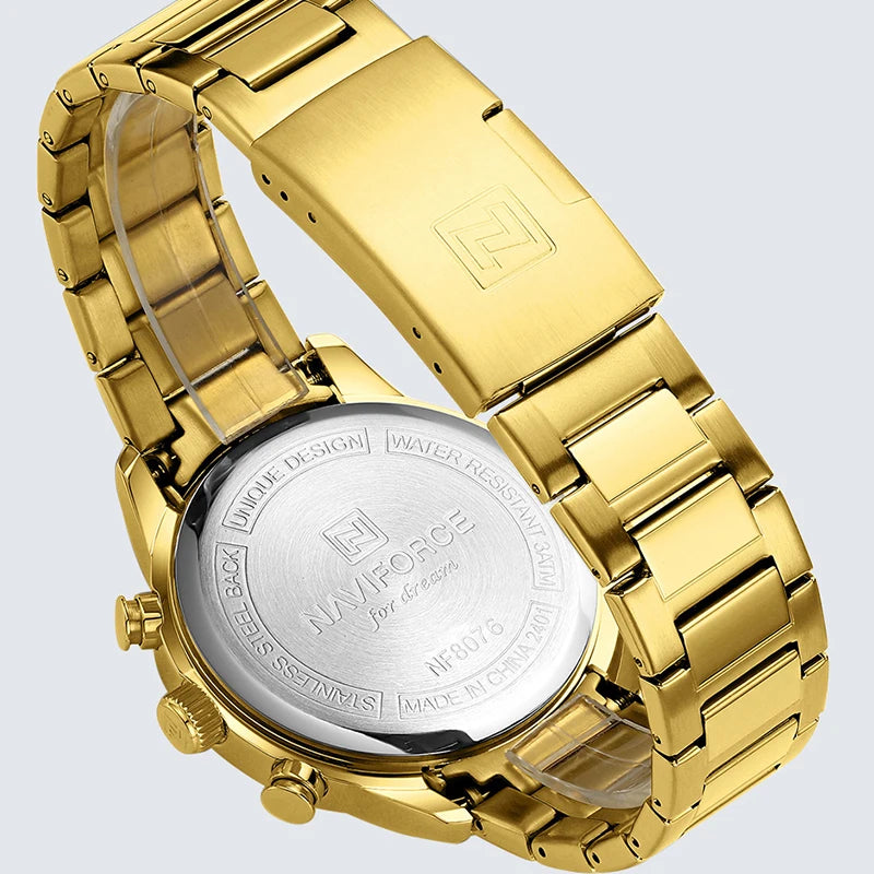 NAVIFORCE New Style Sporty 3ATM Waterproof Shockproof Stainless Strap  Man's Wristwatch Luxury Fashion Quartz Watches Men‘s Gift