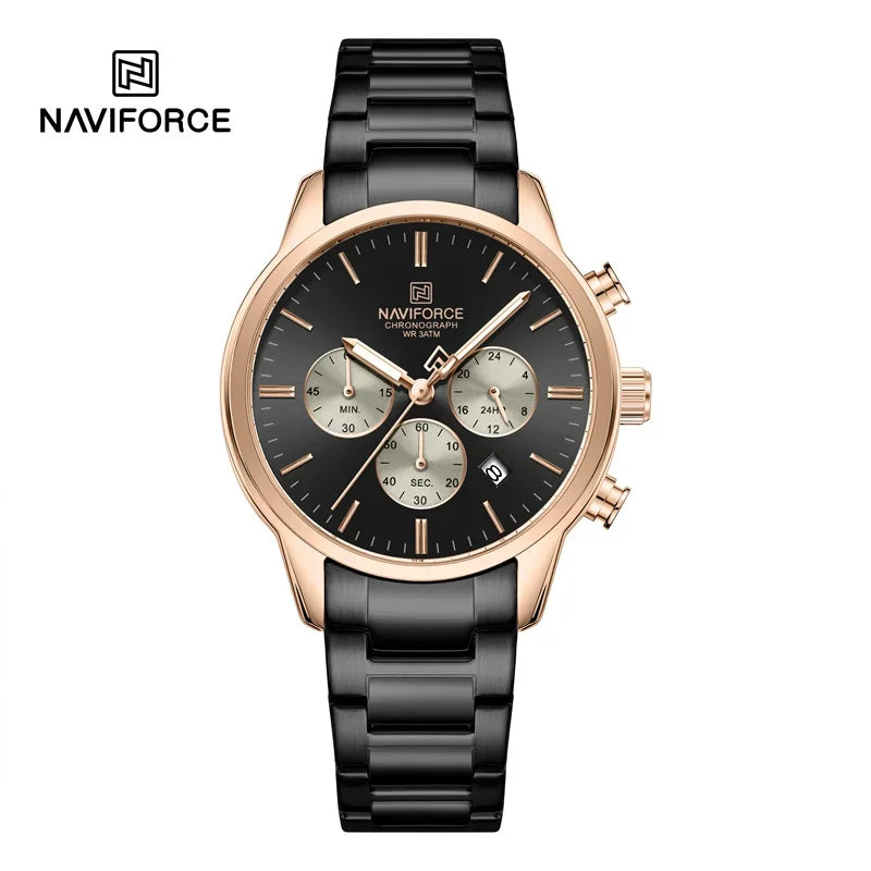 NAVIFORCE New Style Sporty 3ATM Waterproof Shockproof Stainless Strap  Man's Wristwatch Luxury Fashion Quartz Watches Men‘s Gift