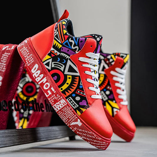 Mens Casual Sport Shoes 2026 Autumn Fashion Comfort Non Slip Casual Sneakers Platform Outdoor Running Shoes Graffiti Board Shoes