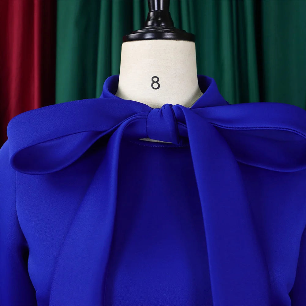 Church Dresses for Black Women African Vintage Fashion Bow Neck Formal Party Dress Ladies Elegant Swing Evening Dress Nice