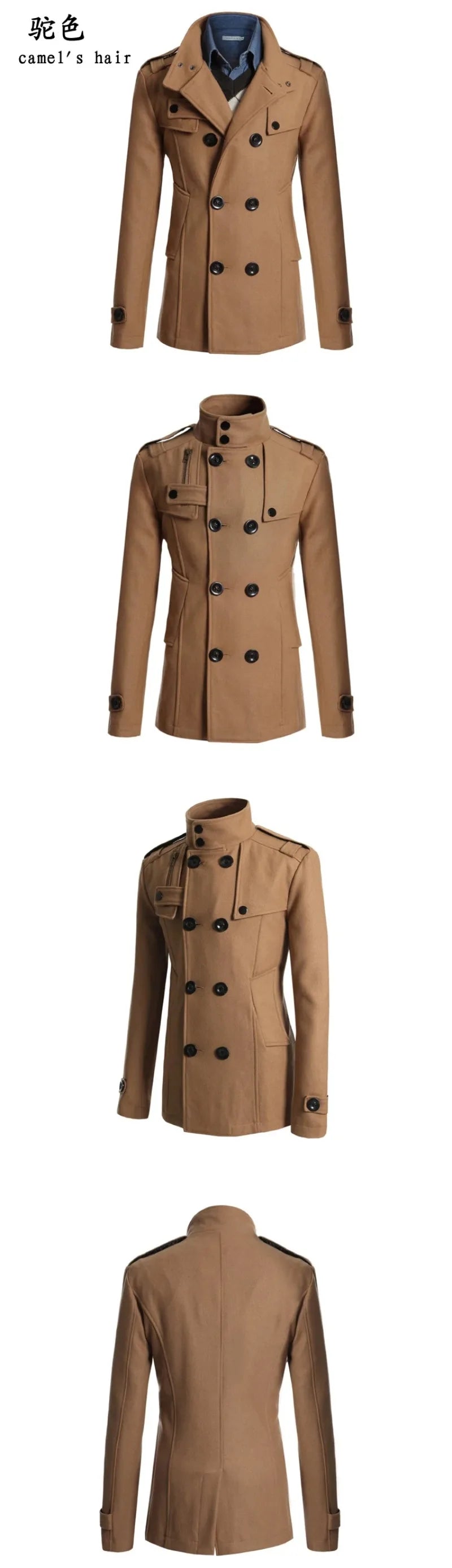 Medieval Coat Man New Men Wool Overcoat For Male Suit Woolen Windbreaker Coats Outer Wear Clothing Detective Cosplay Costumes
