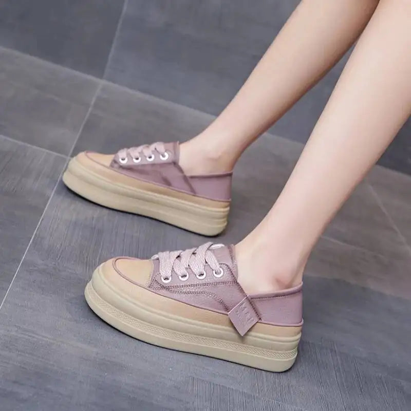 2025 New Women's Shoes Platform Sneakers Walking Fashion Lace-up High Quality Comfortable Women Running Shoe