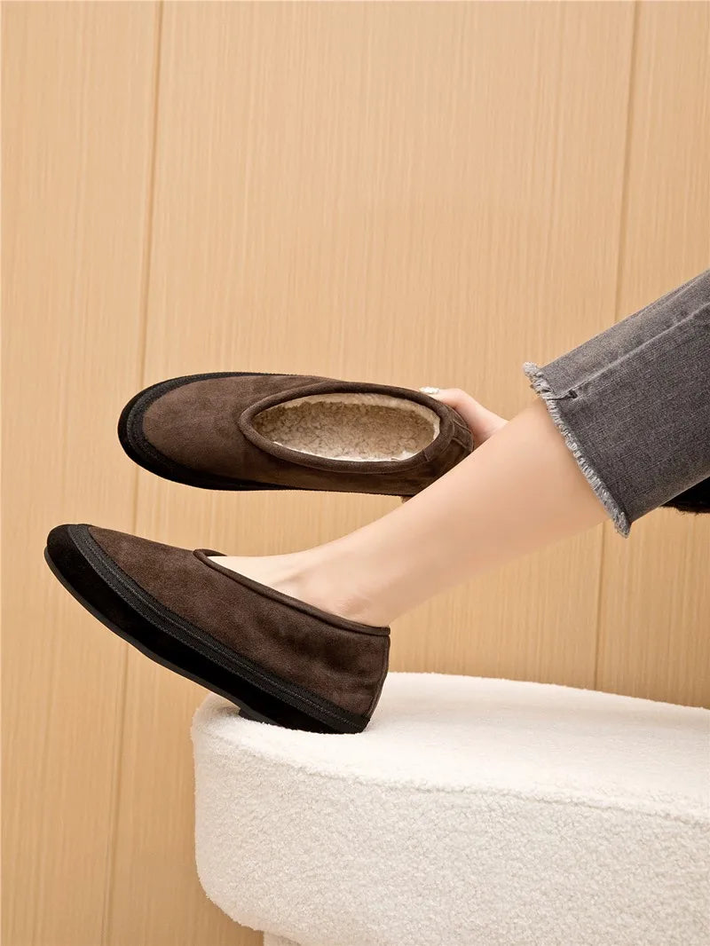 AIYUQI Flat Snow Boots Women's Genuine Leather 2025 Large Size Non-slip Women's Winter Shoes Comfortable Warm Women Ankle Boots