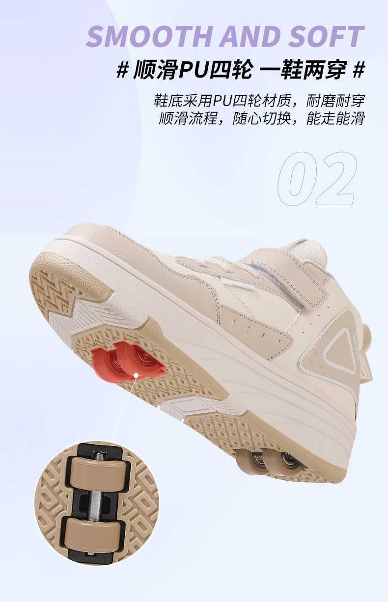 Boys and Girls Roller Skate Shoes Fashion Casual Sports Children 4-Wheels Sneakers for Kids  Gift Nice Footwear